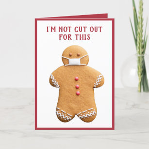 Gingerbread Man with a Mask   Folded Holiday Card