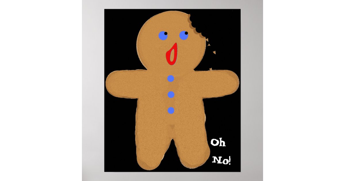 Gingerbread Man with Bite Halloween Cross, Oh No! Poster | Zazzle