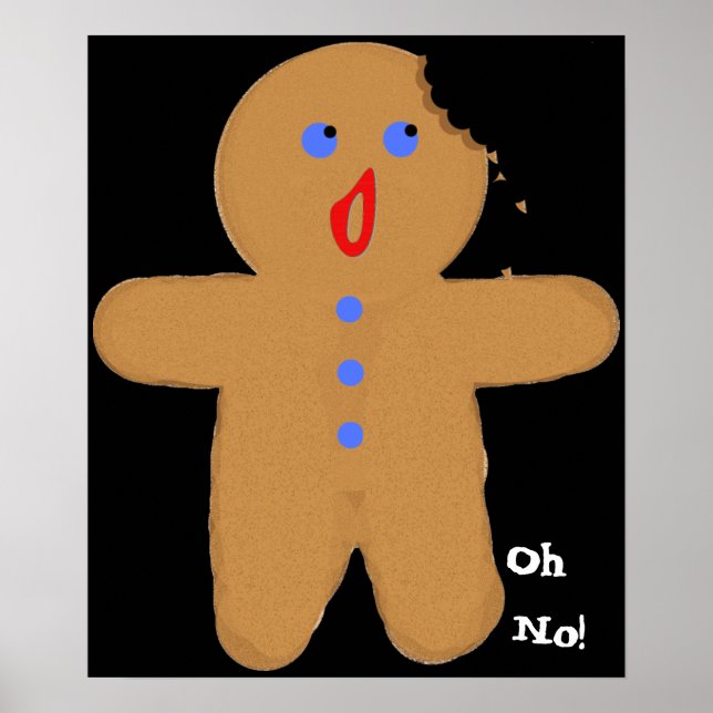 Gingerbread Man with Bite Halloween Cross, Oh No! Poster (Front)
