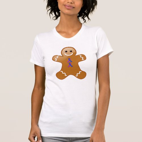 Gingerbread Man with Blue and Purple Ribbons T_Shirt