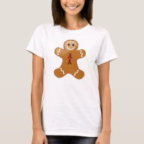 Gingerbread Man with Burgundy Awareness Ribbons T-Shirt