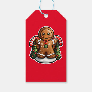 Gingerbread man with candy canes gift tags