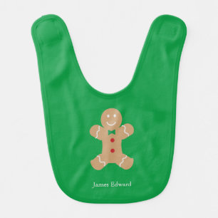 Gingerbread Man with Custom Name Baby Bib