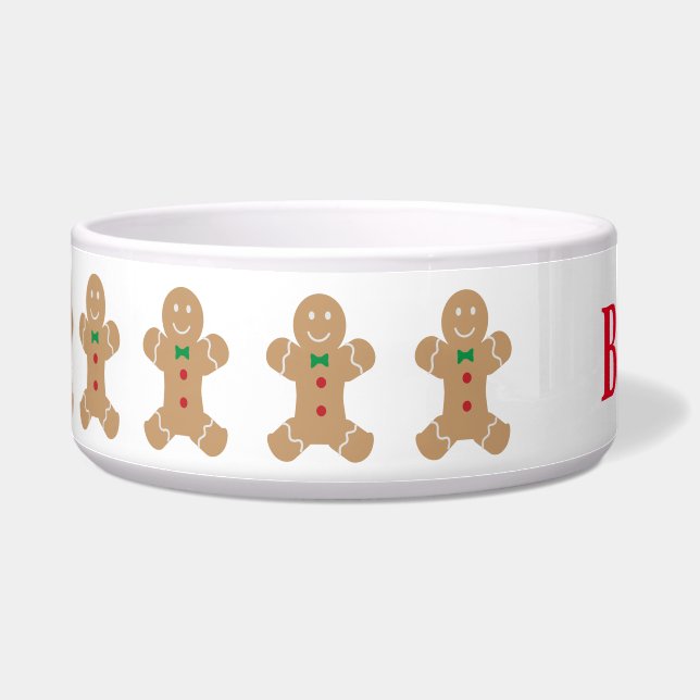 Gingerbread Man with Custom Name Bowl (Left)