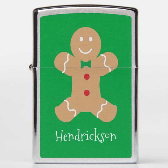 Gingerbread Man with Custom Name    Zippo Lighter (Front)
