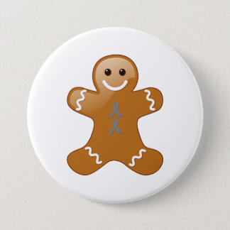 Gingerbread Man with Gray Awareness Ribbons Pinback Button