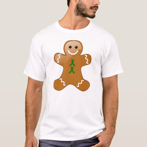 Gingerbread Man with Green Awareness Ribbons T_Shirt