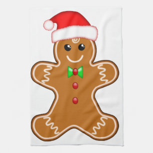 Gingerbread man with hat kitchen towel