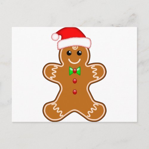 Gingerbread man with hat postcard