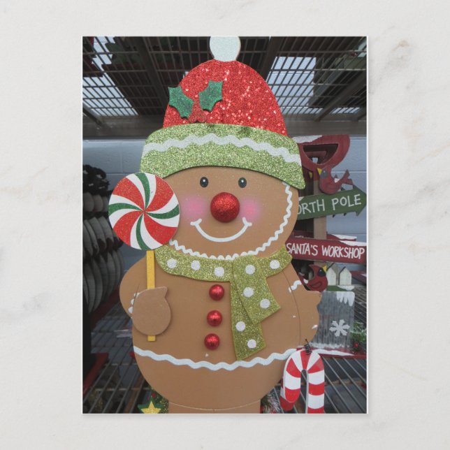 Gingerbread Man With Lollipop Postcard (Front)