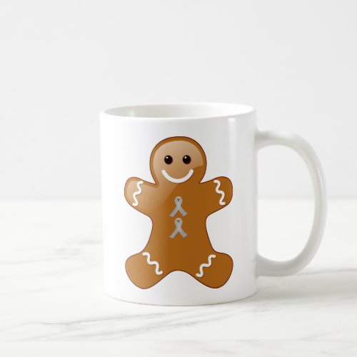 Gingerbread Man with Silver Awareness Ribbons Coffee Mug
