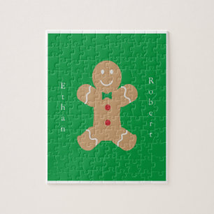 Gingerbread Man with Vertical Custom Name  Jigsaw  Puzzle