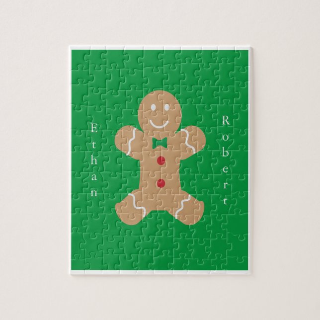 Gingerbread Man with Vertical Custom Name  Jigsaw  Puzzle (Vertical)