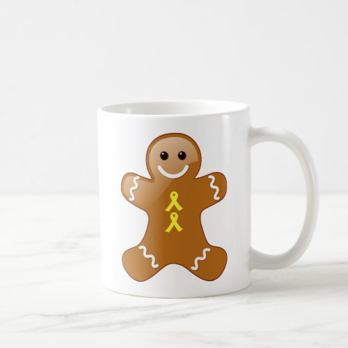 Gingerbread Man with Yellow Awareness Ribbons Coffee Mug