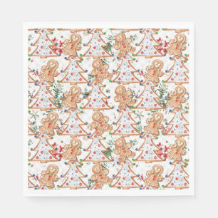 Gingerbread man, woman and Christmas tree Napkins