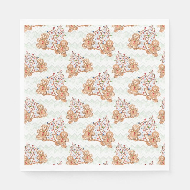 Gingerbread man, woman and Christmas tree Napkins (Front)