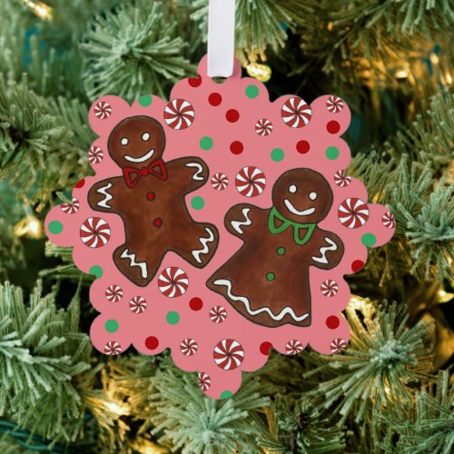 Gingerbread Man Woman Christmas Cookies Holiday Ornament Card