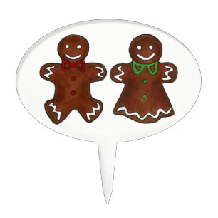 Gingerbread Man Woman Christmas Holiday Cookie Cake Topper