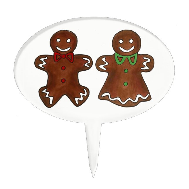 Gingerbread Man Woman Christmas Holiday Cookie Cake Topper (Front)