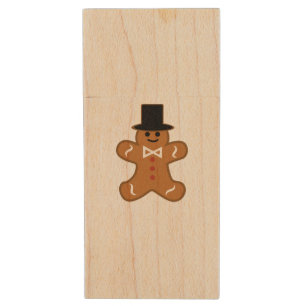Gingerbread Man Wood USB Flash Drive