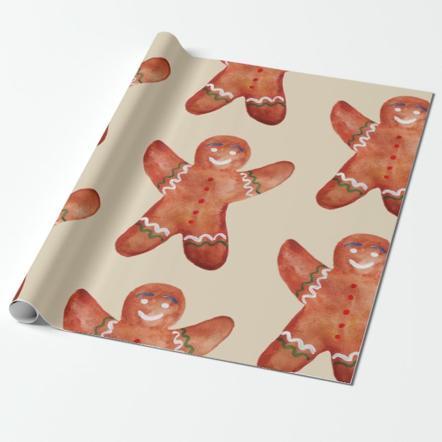 Gingerbread Man Wrapping Paper (Unrolled)
