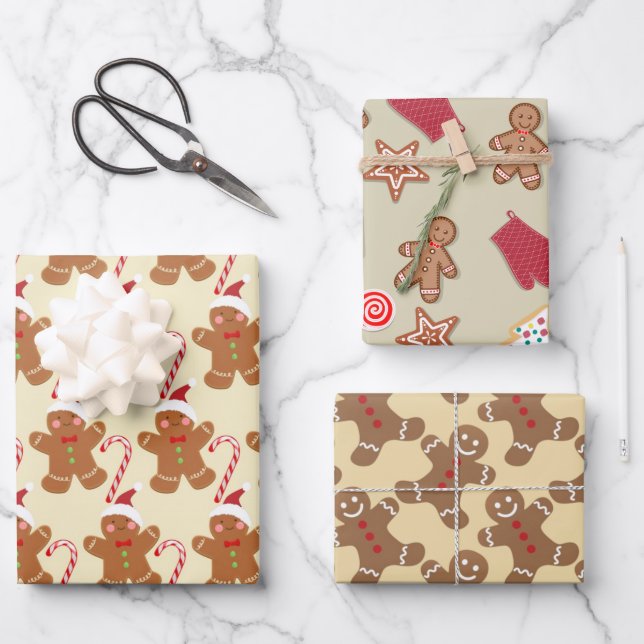 Gingerbread Man Wrapping Paper Sheets (Front)