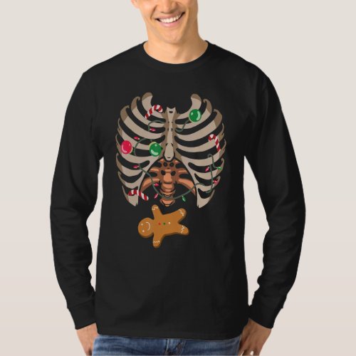 Gingerbread Man X Ray Skeleton Bones Christmas Tre T_Shirt