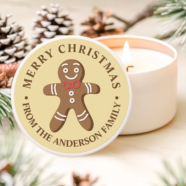 Gingerbread Man Yellow Merry Christmas Mini Candle Favors (Creator Uploaded)