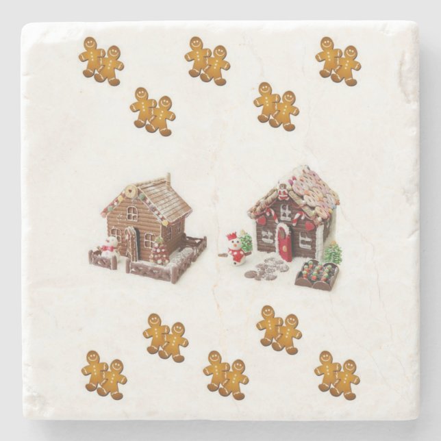 Gingerbread Marble Stone Coaster Christmas (Front)