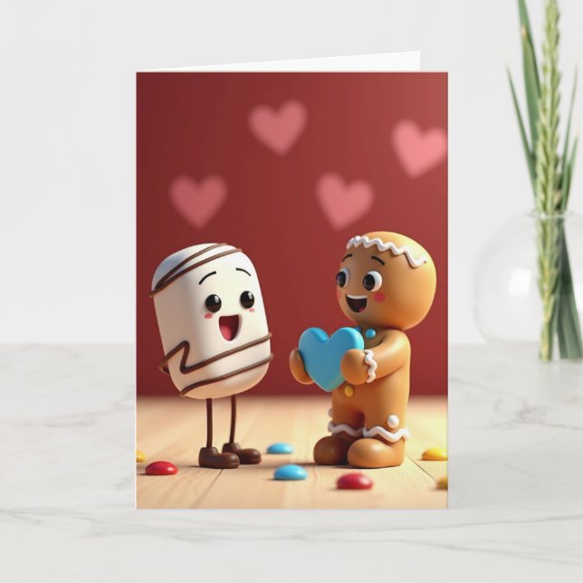 Gingerbread Marshmallow Heart Card (Front)