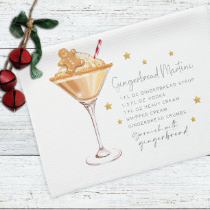Gingerbread Martini Drink Holiday Christmas Recipe Kitchen Towel