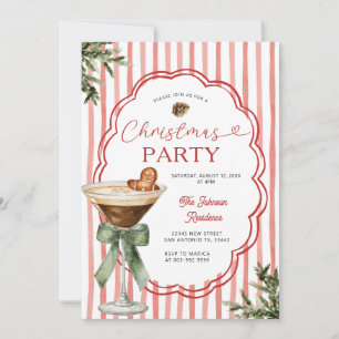 Gingerbread martini Stripe & Holiday Christmas Invitation