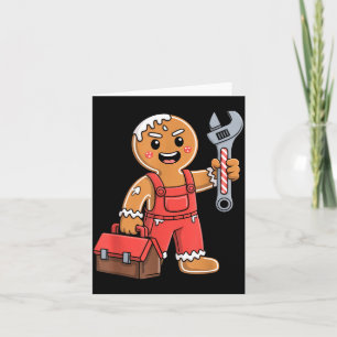 Gingerbread Mechanic Handyman Fixer Worker Christm Card