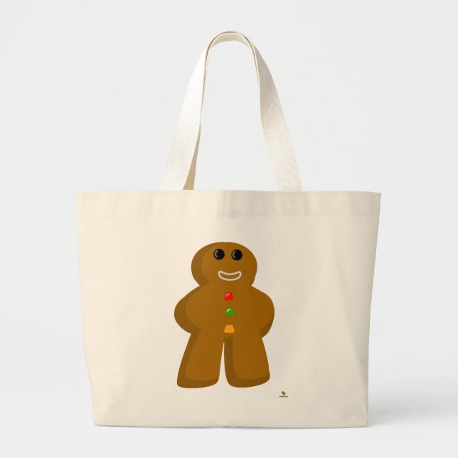 Gingerbread Meeple Game Fun Christmas Art Large Tote Bag (Front)