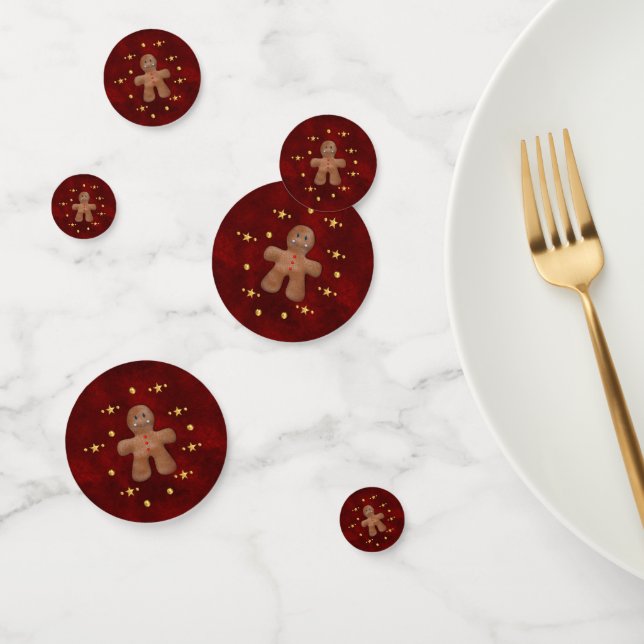 Gingerbread Men and Gold Stars Christmas Confetti (Group)