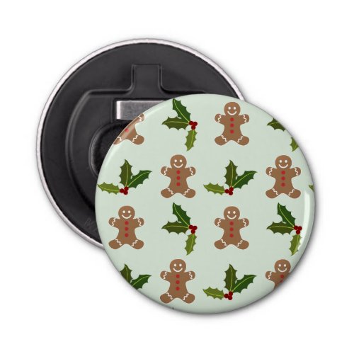 Gingerbread Men and Holly Pattern Bottle Opener