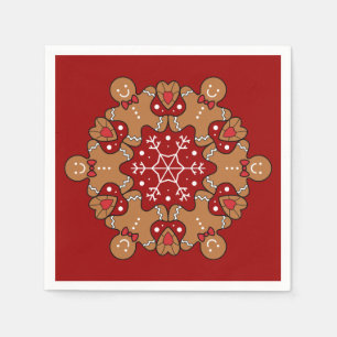 Gingerbread Men And Snowflake Mandalas Napkins