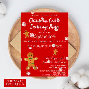 Gingerbread Men Christmas Cookie Excange Party Invitation