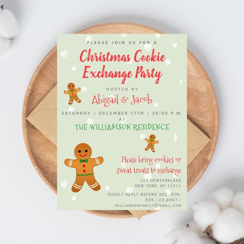 Gingerbread Men Christmas Cookie Excange Party Invitation