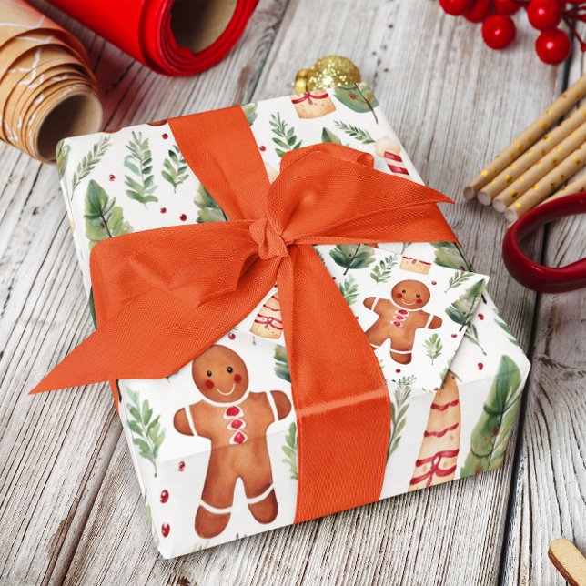 Gingerbread Men & Christmas Greenery Wrapping Paper (Creator Uploaded)