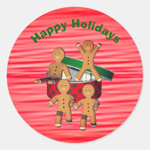 Gingerbread Men Christmas Holiday  Classic Round Sticker
