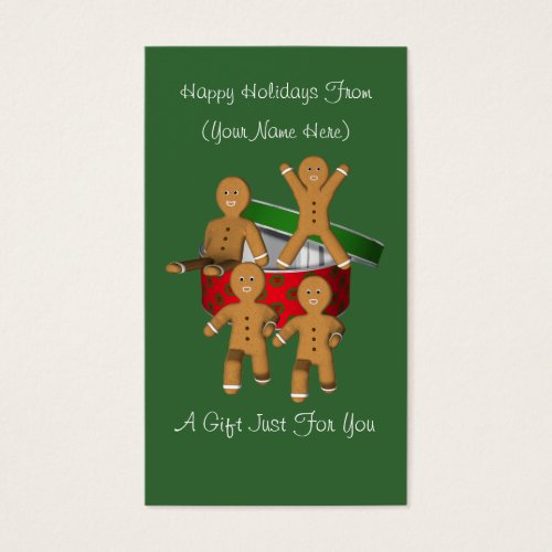 Gingerbread Men Christmas Holiday Gift Card Tag