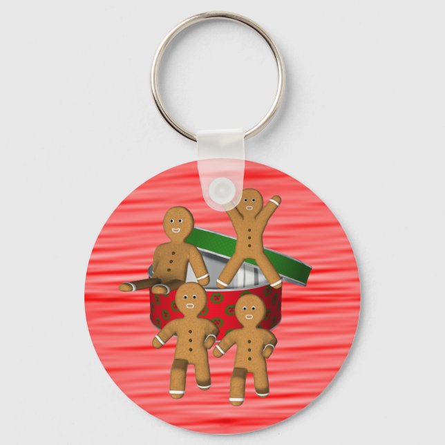 Gingerbread Men Christmas Holiday Keychain (Front)