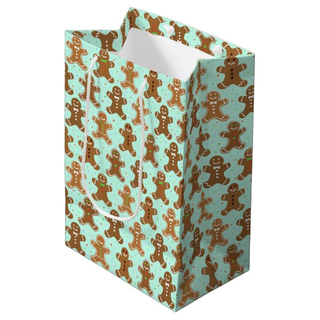 Gingerbread Men Christmas Pattern  Medium Gift Bag (Front Angled)