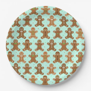 Gingerbread Men Christmas Pattern  Paper Plates