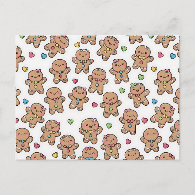 Gingerbread Men Christmas Postcard (Front)