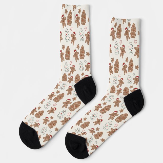 Gingerbread men Christmas socks (Left)