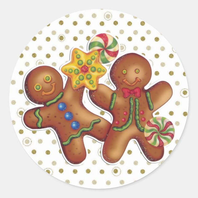 Gingerbread Men Classic Round Sticker (Front)