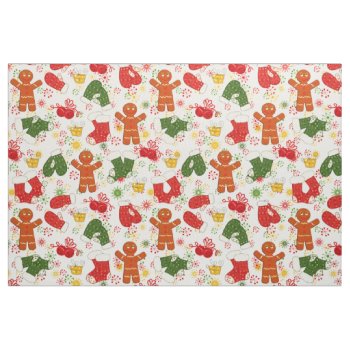 Gingerbread Men Colorful Retro Christmas Holiday Fabric by All_About_Christmas at Zazzle