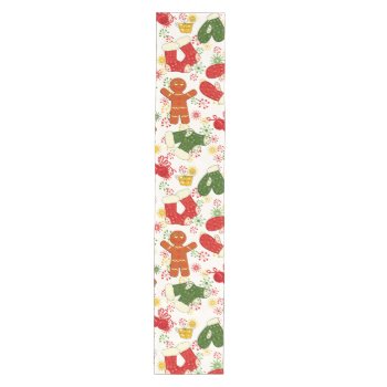 Gingerbread Men Colorful Retro Christmas Holiday Medium Table Runner by All_About_Christmas at Zazzle